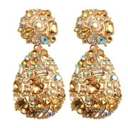 AJIWYH Gold Earrings Bohemian Multi Color Irregular Gemstone Elegant Droplet Shape Pendant Earrings